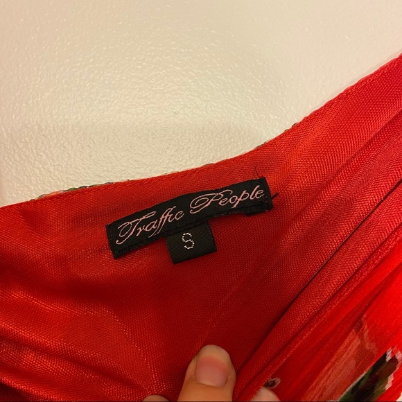 Traffic People 100% Pure Silk Red Dress Size Small - Picture 6 of 7